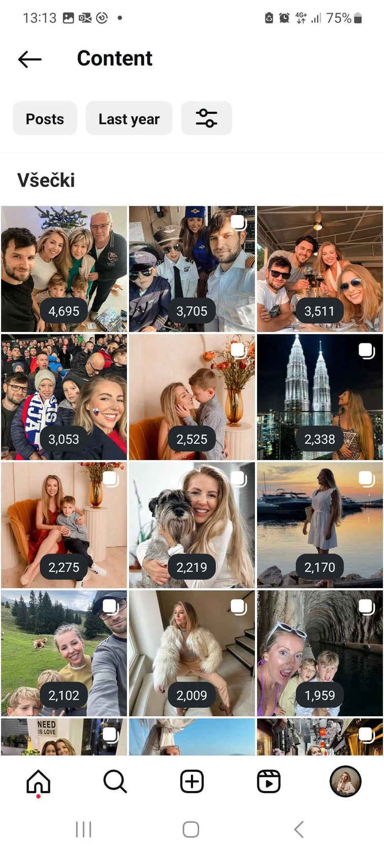 Grid of high-performing Instagram posts